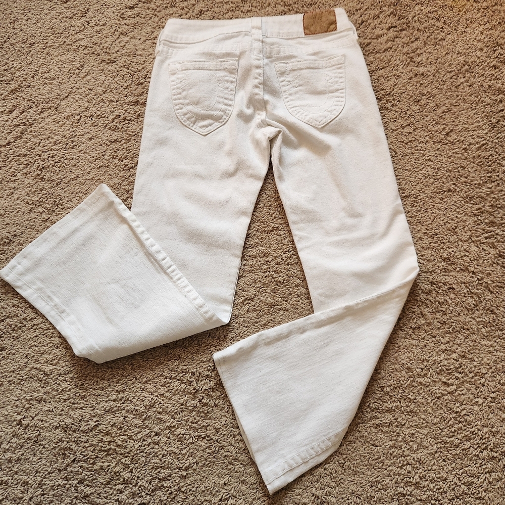 True Religion Jeans Women's 27 White Flare Cotton Stretch Boot Cut Made USA - Picture 14 of 14